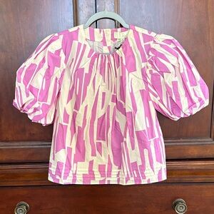 ⭐️ NWT ⭐️ Pinch purple & white puff sleeve top, XS